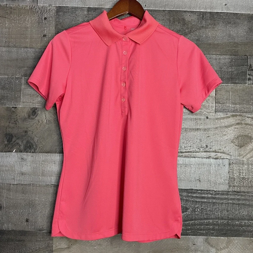 Nike Golf Tour Performance Dry-fit Polo Womens‎ Size M Pink Stretch Short Sleeve